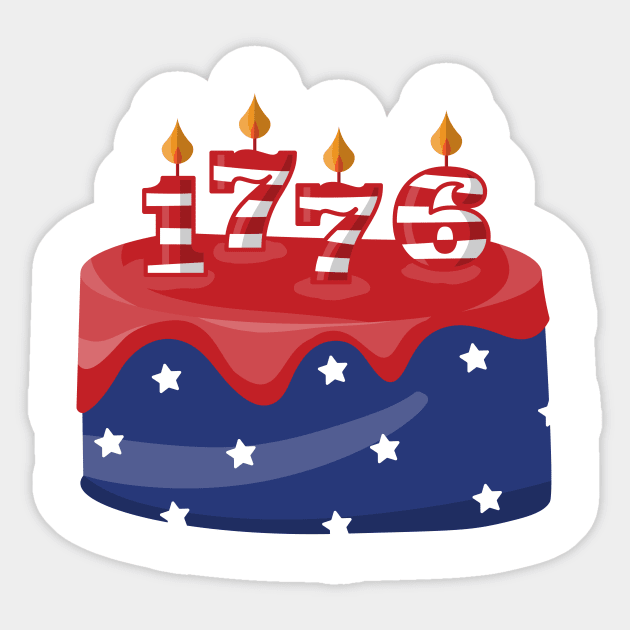 4th of July Happy Birthday America cake American Flag Gift Sticker by Ramadangonim